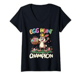 Womens Easter Bunny, Egg Hunt Champion, Funny Easter Rabbit V-Neck T-Shirt