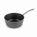 Lacor - 27060 - Casserole en aluminium forgé facile à droite 100% sans APFO, revêtement antiadhésif TRIcapa, fond à induction complète, poignée en acier inoxydable, Ø 20 x 8,5cm, noir