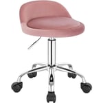 Woltu - Tabouret de Bureau avec Dossier, Chaise d'ordinateur à roulettes, Réglable en Hauteur 43-54, 5cm, Rose