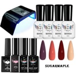 Gellack Nagel Kit med Uv Lampa Kit SugarMaple