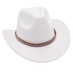 Western Cowboy-hattar med formbar bred brätte Unisex Western Cowboy-hatt för män kvinnor och tonåringar (vit)