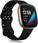 Strap-it Bracelet silicone avec trous - compatible pour Fitbit Versa 3 (noir)