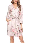 UNibelle Robe de chambre kimono légère pour femme, peignoir court, doux, vêtements de nuit pour femmes, avec manches 3/4 PAT10 L