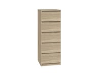 Oggi Lugo Sonoma Commode à tiroirs en bois de chêne 5 tiroirs Design classique spacieux Meuble de chambre à coucher Armoire de rangement