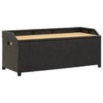 Banc De Jardin Meuble De Patio D'extérieur Terrasse De Rangement De Jardin 120 Cm Résine Tressée Noir Helloshop26 02_0011805