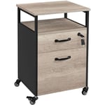 Yaheetech - Caisson de Bureau 2 tiroirs Verrouillables, Rangement Dossier, Meuble Armoire de Bureau Mobile avec roulettes Industriel 45 x 40 x 66,5