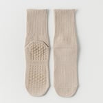 Yogastrumpor Anti-halk Sportsockor Pilatesstrumpor Beige