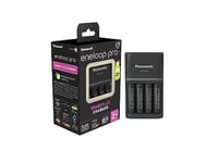 eneloop Pro SmartPlus Chargeur, pour 1-4 Piles Rechargeables AA/AAA, 2h de Temps de Charge, 10 Fonctions de sécurité, 4 eneloop Pro Piles AA (2500 mAh) incluses