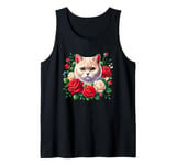 Roses Flowers British Cream Cat British Shorthair Cat Tank Top