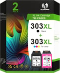 303 Cartouches D'Impression Multipack,303 Xl Noir Et Couleur Compatible Pour Hp 303 Cartouches,Pour Envy Photo 7134 7830 6232 6230 7130 6220 6234 7100 7155 7800 7834 7855 7864 (Pack De 2)