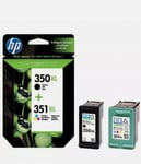 Genuine Original HP 350XL 351XL Black & Colour Ink Cartridges Multipack