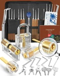 36+5 Pièces Kit de Crochetage Serrure,[2024 Nouvelle Serrure La Plus Difficile] Lock Picking Kit avec 5 Serrures Transparentes,Instructions Détaillées pour Serruriers et Novices(Q289)