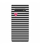 Coque Galaxy S10e raye noir blanc coeur