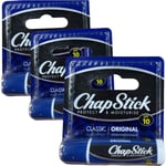 Chapstick Original Lip Balm |Pack of 3| Classic Moisturising Dry Chap Stick 