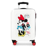 Disney Minnie Enjoy the Day Valise Trolley Cabine Blanc 40x55x20 cms Rigide ABS Serrure à combinaison 34L 2,8Kgs 4 roues doubles Bagage à main, Rouge/Blanc