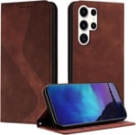 Coque Pour Samsung Galaxy S23 Ultra, Coque Samsung S23 Ultra, Housse S23 Ultra, Housse En Cuir Pu Portefeuille Magnetique Etui De Protection, Flip Case Pour Galaxy S23 Ultra (Marron)