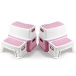 DEANIC Marche Pied Enfant 2 Marches, Tabouret Toilette Plastique pour Les Garçons Et Les Filles, Marche Pied Toilette, Cuisine, Chambre à Coucher, Salle De Séjour (2-Pack Rose)