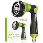 FANHAO Pistolet Arrosage 100% Metal avec 8 Modes de Pulvérisation, Pistolet d'arrosage Haute Pression, Valve Marche/arrêt à Régler avec le Pouce pour Pelouses, Voitures et des Animaux - Vert