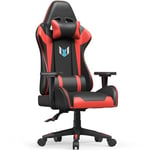 Fauteuil Gamer Ergonomique - Rattantree Siège Gamer avec appui-tête et oreiller lombaires - Inclinable 90 °-155 ° - Noir et Rouge