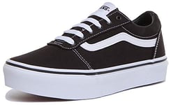 Vans Women's Ward Platform Canvas Sneaker, Canvas Black White, 13 UK