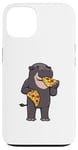 Coque pour iPhone 13 Hippopotame pygmée mangeur de pizza Animaux sauvages