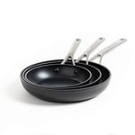 KitchenAid Forged Hardened Aluminium Ensemble de Poêles à Frire de 20 cm, 24 cm et 28 cm en Céramique Anodisée Dure Antiadhésive, Sans PFAS, Comptible avec l'induction, Va au Four, Noir