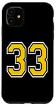 Coque pour iPhone 11 Numéro 33 en jaune blanc noir version poche