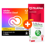 Pack Adobe Creative Cloud All Apps - Etudiants/Enseignants + Le Robert Correcteur + McAfee LiveSafe - 1 an