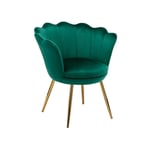 Wahson Office Chairs - Fauteuil de Salon Chaise Coquillage avec Pieds Métal Fauteuil Scandinave pour Chambre, Velours, Vert
