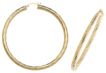 James Moore TH ER1059-50 9ct Yellow Gold 50mm Hoop Earrings Jewellery