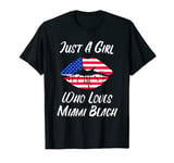 Lips Mouth Love American Flag Miami Beach T-Shirt