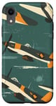 Coque pour iPhone XR Vert abstrait rayé vintage WWII Flying P40 Tiger Warbird