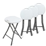 Todeco Tabouret Pliant Lot de 4 avec Poignée Plastique,Tabouret Salle de Bain, Tabouret Pliant Extérieur pour Jardin Camping Tabourets de Salon Pliant,Charge Maximale: 200 kg,33x29x46cm, Blanc