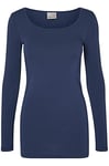 VERO MODA Womens Vmmaxi My Soft U-neck Noos Long Sleeve Top, Blue (Black Iris), S UK