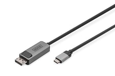 DIGITUS Câble Adaptateur Displayport - USB Type-C vers Displayport 1.4-8k/30Hz - 4k/144Hz - Bidirectionnel - DP Alt-Mode - MST - 2 m - Noir - pour iPhone, Macbook, iPad, Surface
