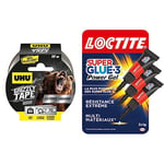 UHU Grizzly tape - Ruban adhésif toilé waterproof pour réparer, consolider, colmater, connecter & Loctite Super Glue-3 Power Gel Mini Dose, colle forte enrichie en caoutchouc, mini-dose de