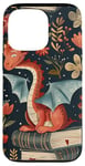 Coque pour iPhone 13 Pro Motif de ver de bibliothèque Cute Dragon Books Cottagecore