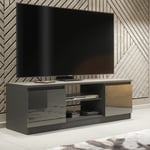 TV Unit 120cm Sideboard Cabinet | Cupboard TV Stand | Dark Grey High Gloss Doors