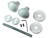 *Package Of 4 x White Plastic Mortice Door Knob Set  Fixings & Spindle Supplied