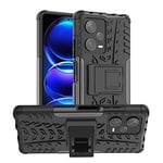 iCatchy for Xiaomi Redmi Note 12 Pro Plus 5G Case Heavy Duty Hard Tough Dual Layer Hybrid Kickstand Shockproof Armour Rugged Protective Phone Cover (Black)