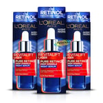 3x Loreal Revitalift Laser Pure Retinol 0.2 % Deep Wrinkle Night Face Serum 30ml