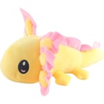 Kawaii Axolotl Plyschkudde Mjukt Gosedjur Rosa Gul Axolotl Hexagonal Dinosaurie Plyschleksaker Docka Heminredning 13,7 tum (Gul)