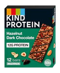 KIND Protein Bars, Gluten Free Snack Bars, Hazelnut Dark Chocolate, High Fibre, Healthy Snack, Source of Protein, No Artificial Colours, Flavours or Preservatives, Multipack 12 x 50g