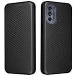 Motorola Moto G62 5G PU Leather Carbon Fiber Texture Fodral - Svart