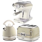 Ariete Retro Style 1.7L Dome Kettle 4 Slice Toaster& Espresso Coffee Machine Set