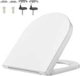 Abattant Wc Forme D Avec Nano Glaze matériau,Couvercle De Lunette WC Antibactérien De Conception Ergonomique,Dégagement Rapide à Un Bouton Cuvette Toilette,Couvercle Blanche Universelle