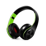 YUHUANG Bluetooth Headphones Over-Ear Wireless Headset Hi-Fi Stereo Earphones Bluetooth Headphone Music Headset FM And Support SD Card With Mic For Cell Phones/Laptop/PC (Color : Black green)