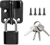 Verrou Porte Coulissante Loquet Porte avec Cadenas,Verrou Porte Exterieur Loquet Porte Interieure,Verrou Portail à Bascule Boulon en Acier Inoxydable,Noir,EMST3001-B(Q686)