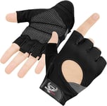 BEAST RAGE Gants d'haltérophilie pour Hommes et Femmes,Gants de Gymnastique pour Crossfit,Respirants,antidérapants,Paume rembourrée en Silicone,Gants d'entraînement pour l'haltérophilie (Noir, L)