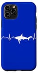 Coque pour iPhone 11 Pro Shark Heartbeat Ocean Swimming Plongeur amateur de requins Summer